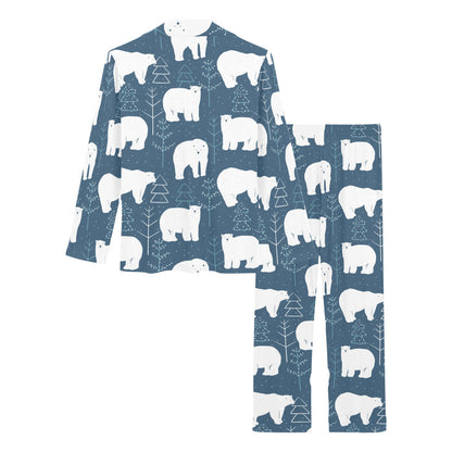 Polar Bear Pattern Print Design A01 Women's Long Pajama Set
