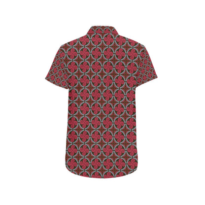Vikings Print Design LKS301 Men Short Sleeve Button Up Shirt