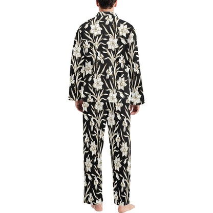 Daffodils Pattern Print Design DF06 Men's Long Pajama Set