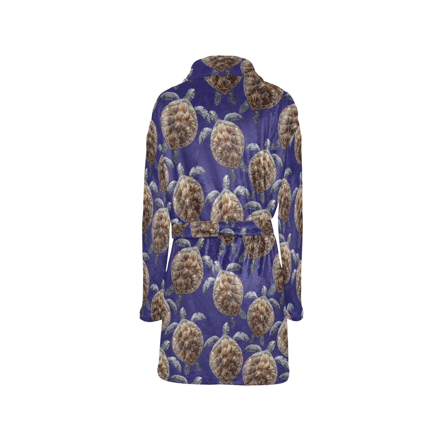 Sea Turtle Pattern Print Design T05 Women's Fleece Robe