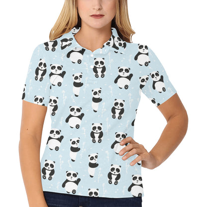 Panda Pattern Print Design A01 Women's Polo Shirt