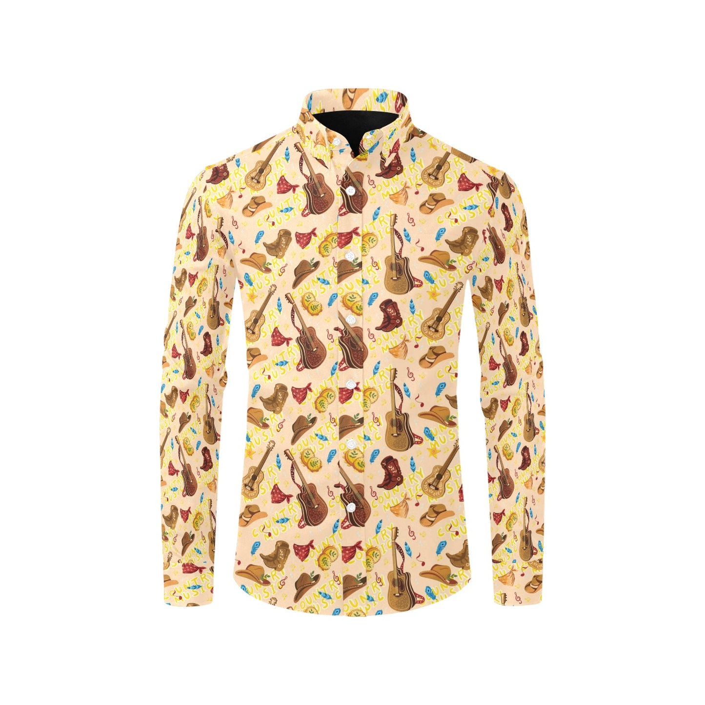 Western Lifestyle Print Design LKS303 Men's Long Sleeve Dress Shirt
