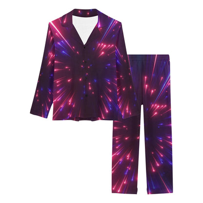 Celestial Purple Blue Neon Speed Light Women's Long Pajama Set