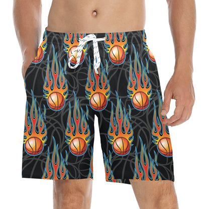 Basketball Fire Print Pattern Men's Swim Trunks Beach Shorts