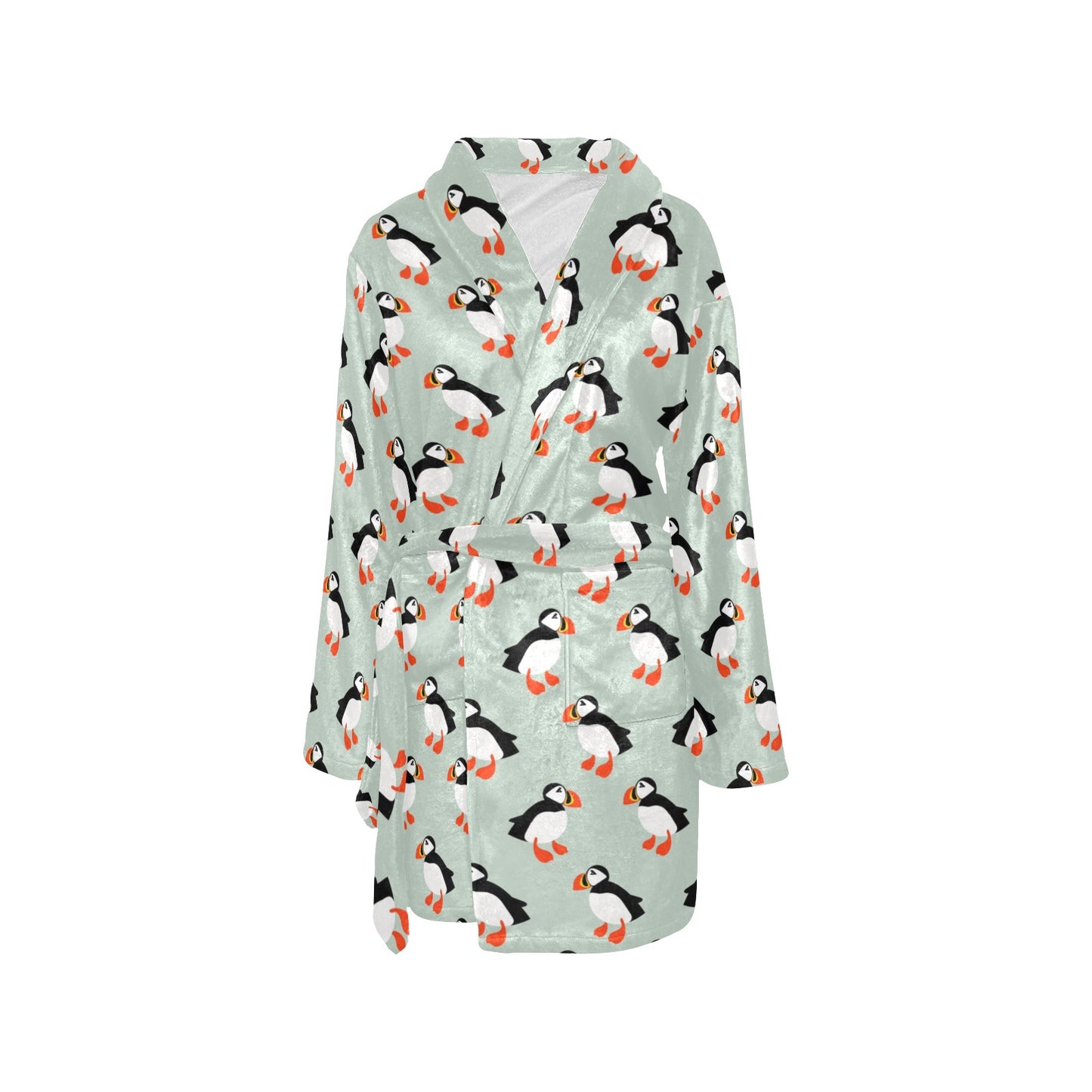 Puffin Pattern Print Design A03 Women's Fleece Robe