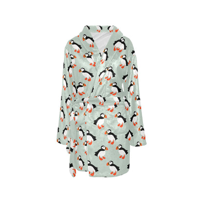 Puffin Pattern Print Design A03 Women's Fleece Robe