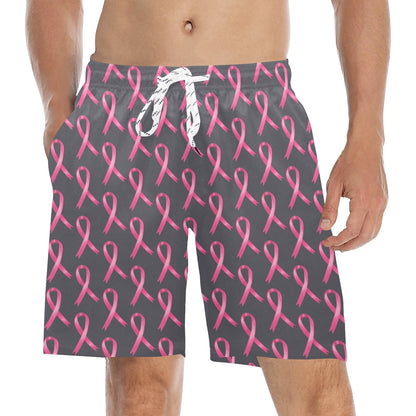 Breast Cancer Awareness Pattern Men's Swim Trunks Beach Shorts