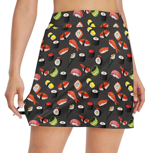 Sushi Design Print 17" Golf & Pickleball Skort with Pockets