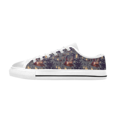 Creepy Graveyard Print Design LKS301 Women's White Low Top Shoes