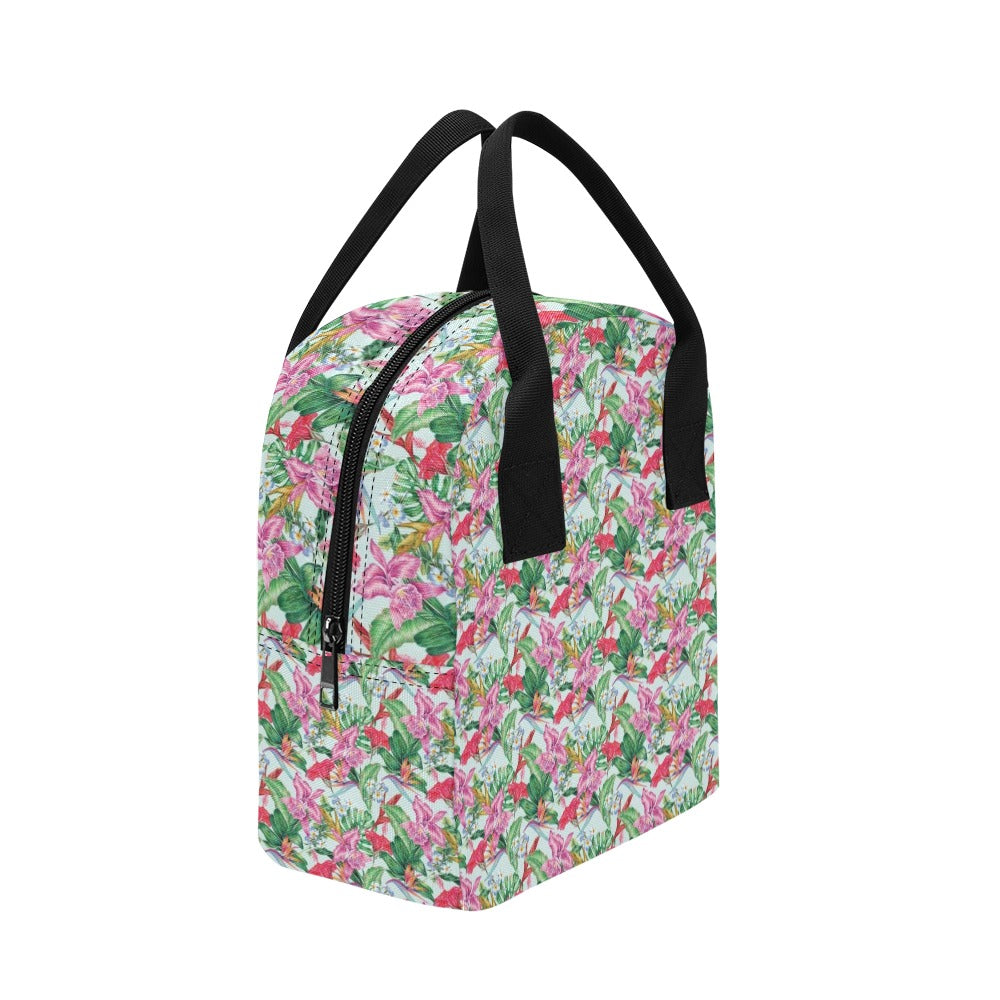 Tropical Flower Print Design LKS304 Insulated Lunch Bag