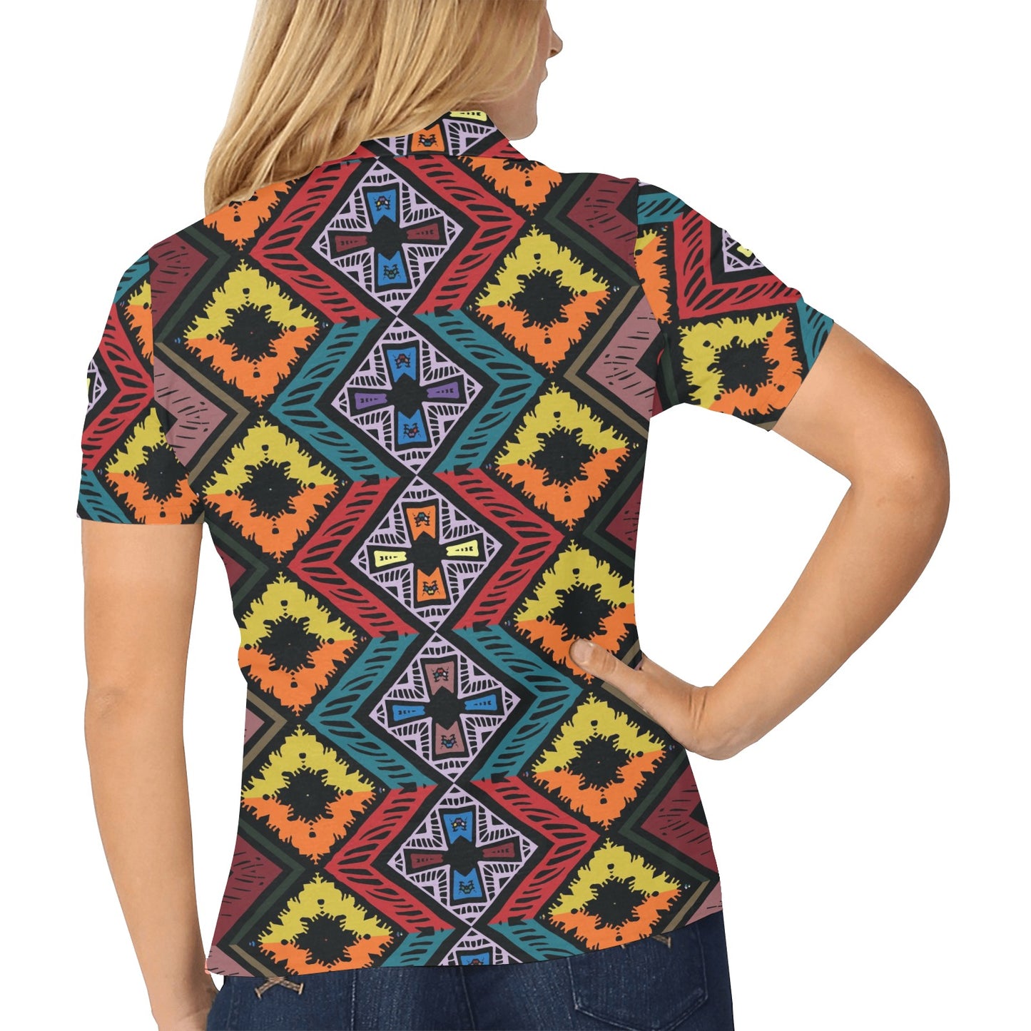 African Pattern Print Design 08 Women's Polo Shirt