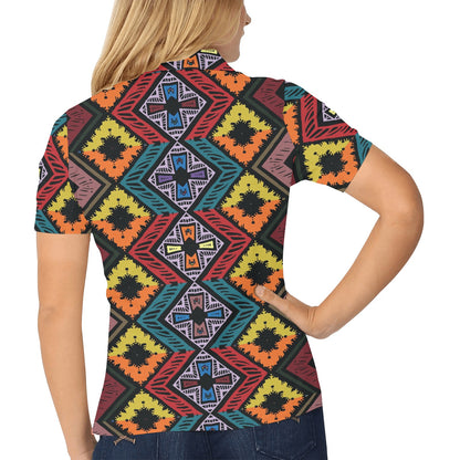 African Pattern Print Design 08 Women's Polo Shirt