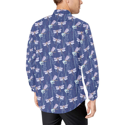 Dragonfly Print Design LKS401 Men's Long Sleeve Dress Shirt