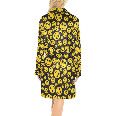 Smiley Face Emoji Print Design LKS304 Women's Fleece Robe