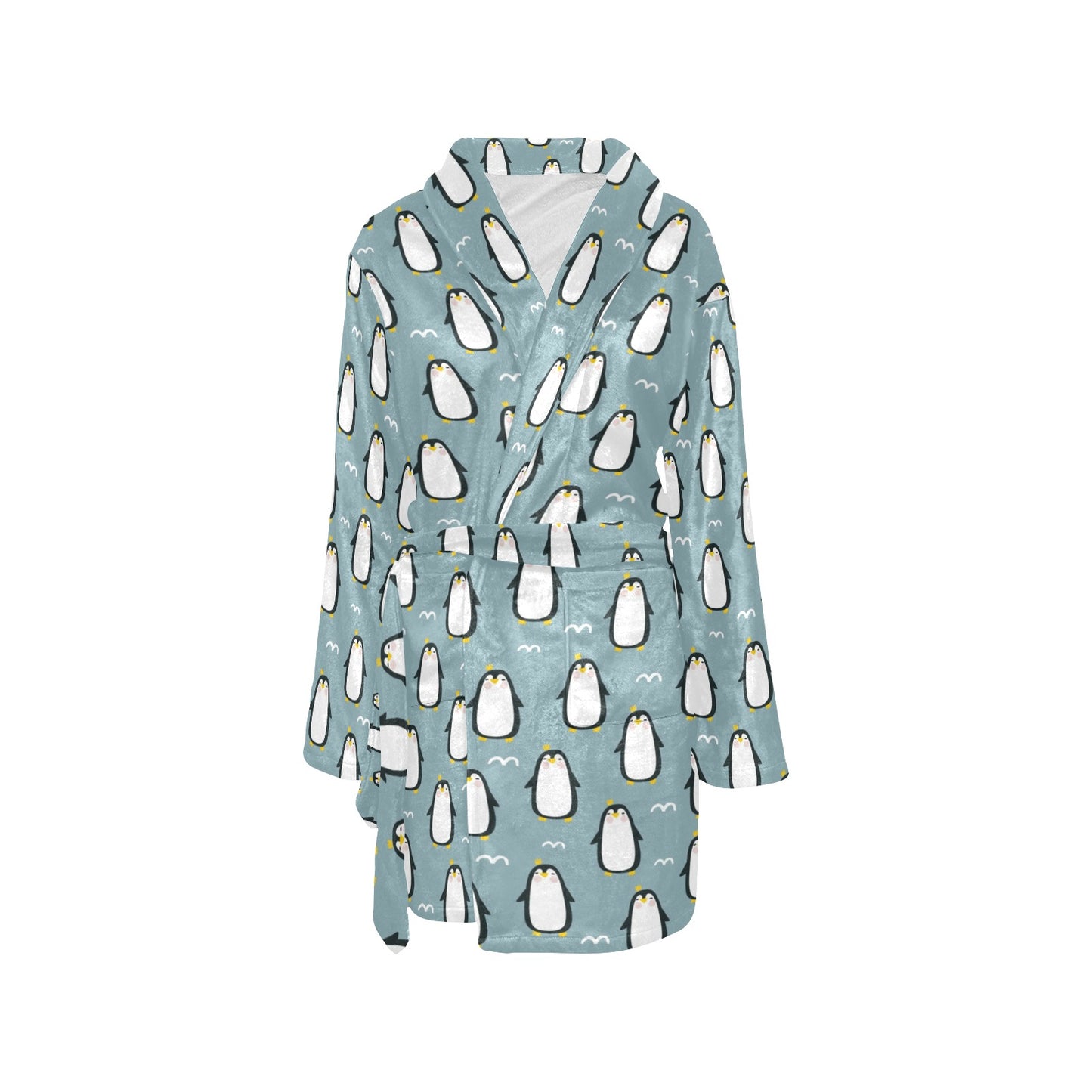 Penguin Pattern Print Design A02 Women's Fleece Robe
