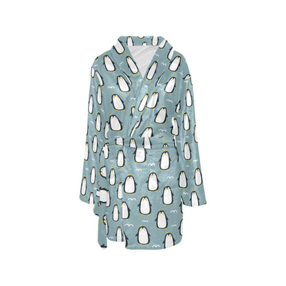 Penguin Pattern Print Design A02 Women's Fleece Robe