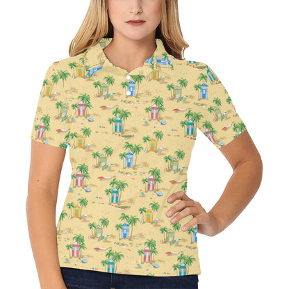 Beach Themed Pattern Print Design 01 Women's Polo Shirt