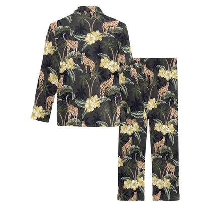 Cheetah Pattern Print Design 04 Men's Long Pajama Set