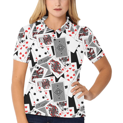 Poker Cards Pattern Print Design A04 Women's Polo Shirt
