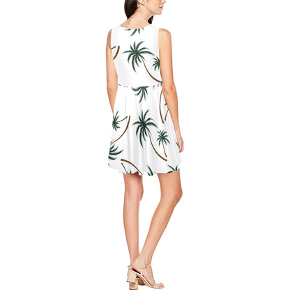 Palm Tree Pattern Print Design PT07 Sleeveless Dress