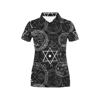 Pentagram Pattern Print Design A01 Women's Polo Shirt