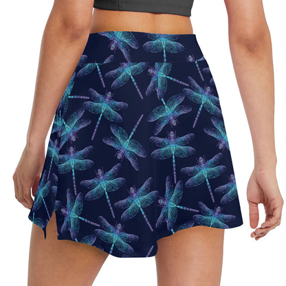 Dragonfly Hand Drawn Style Print 17" Golf & Pickleball Skort with Pockets