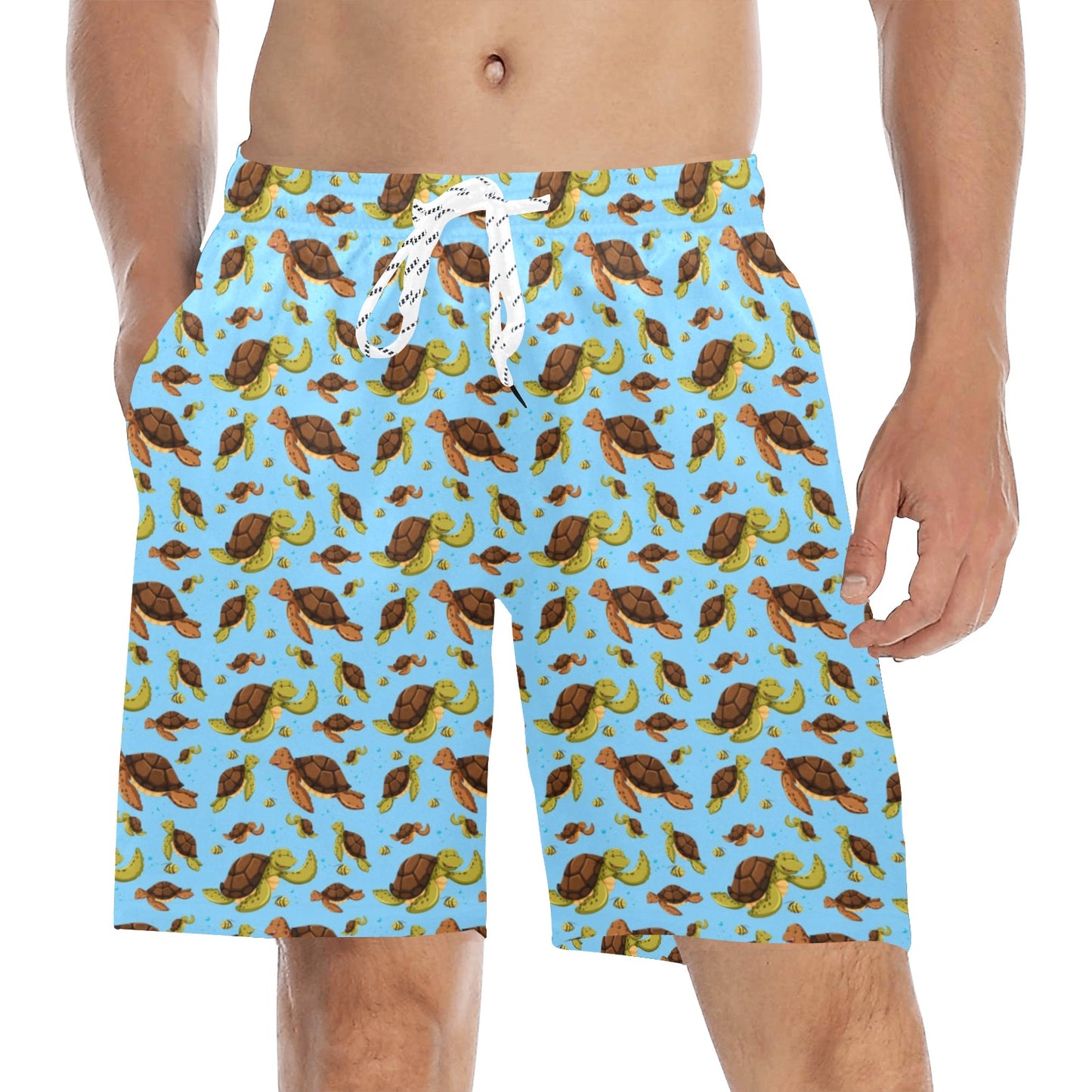 Hello Sea Turtle Print Pattern Men's Swim Trunks Beach Shorts