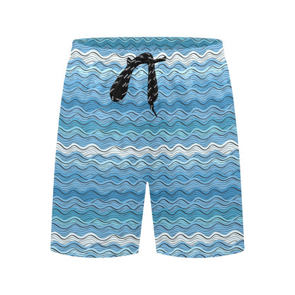 Wave Print Design LKS301 Men's Swim Trunks Beach Shorts