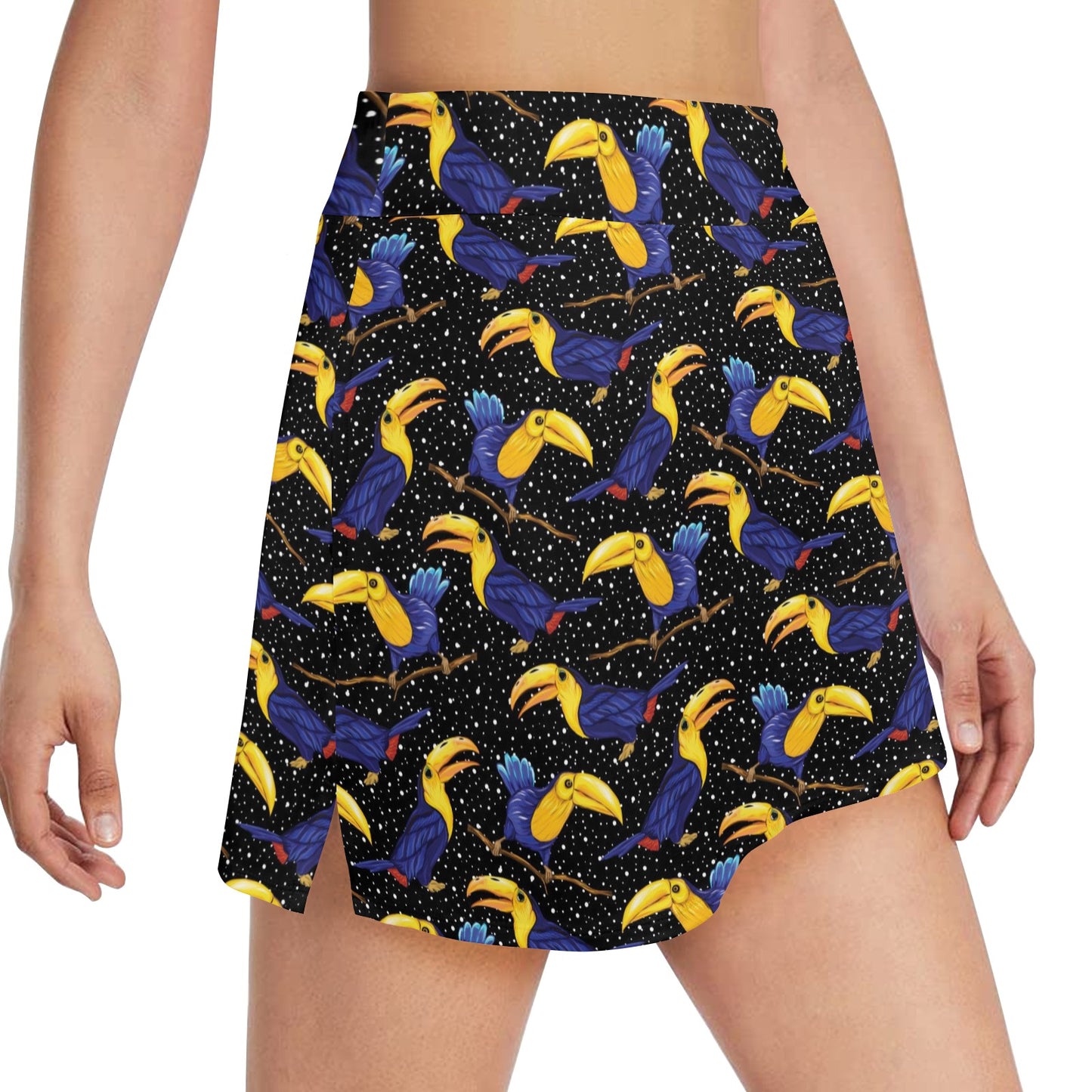 Toucan Print Design LKS307 17" Golf & Pickleball Skort with Pockets