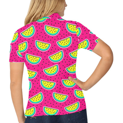 Watermelon Pattern Print Design WM04 Women's Polo Shirt