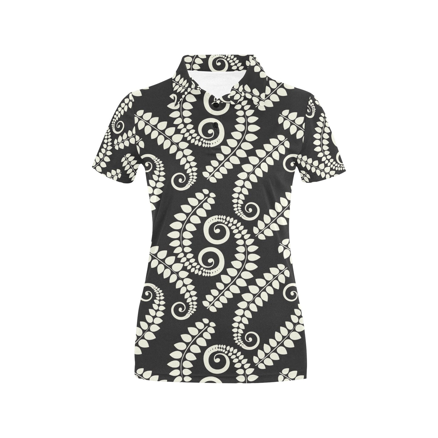 Fern Leave Print Pattern Women's Polo Shirt
