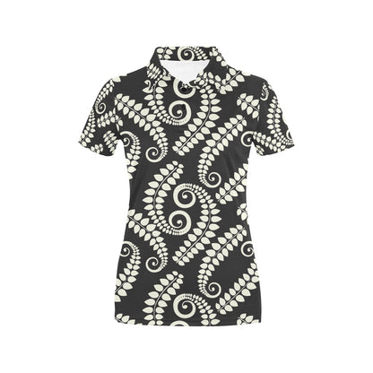 Fern Leave Print Pattern Women's Polo Shirt