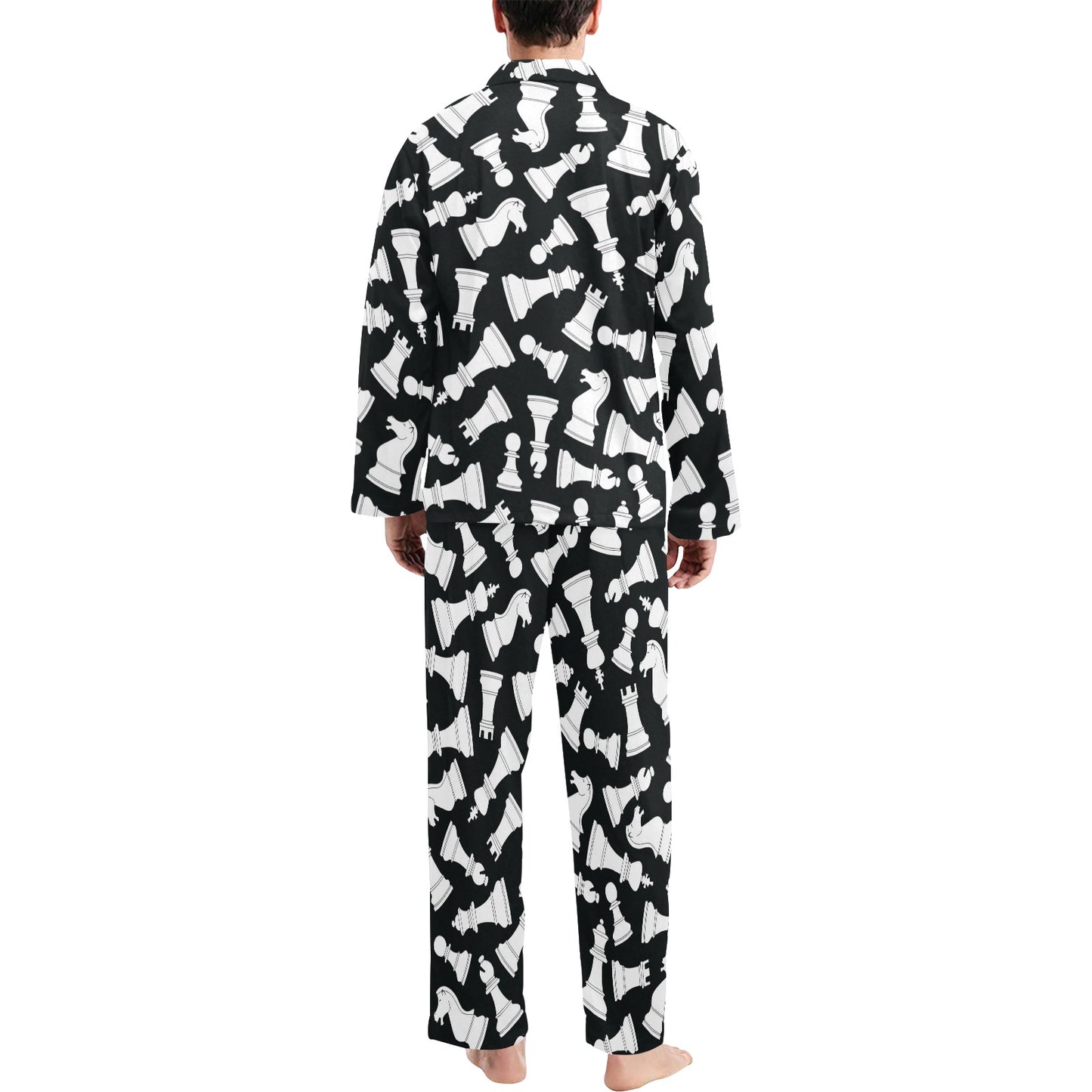 Chess Pattern Print Design 01 Men's Long Pajama Set