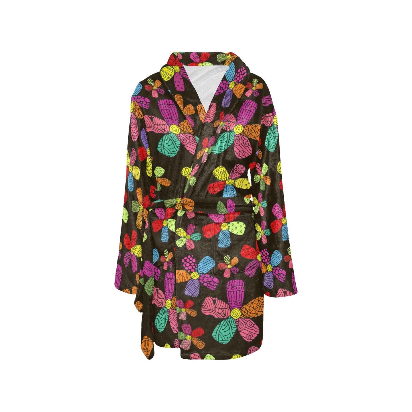 Flower Power Colorful Print Pattern Women's Fleece Robe