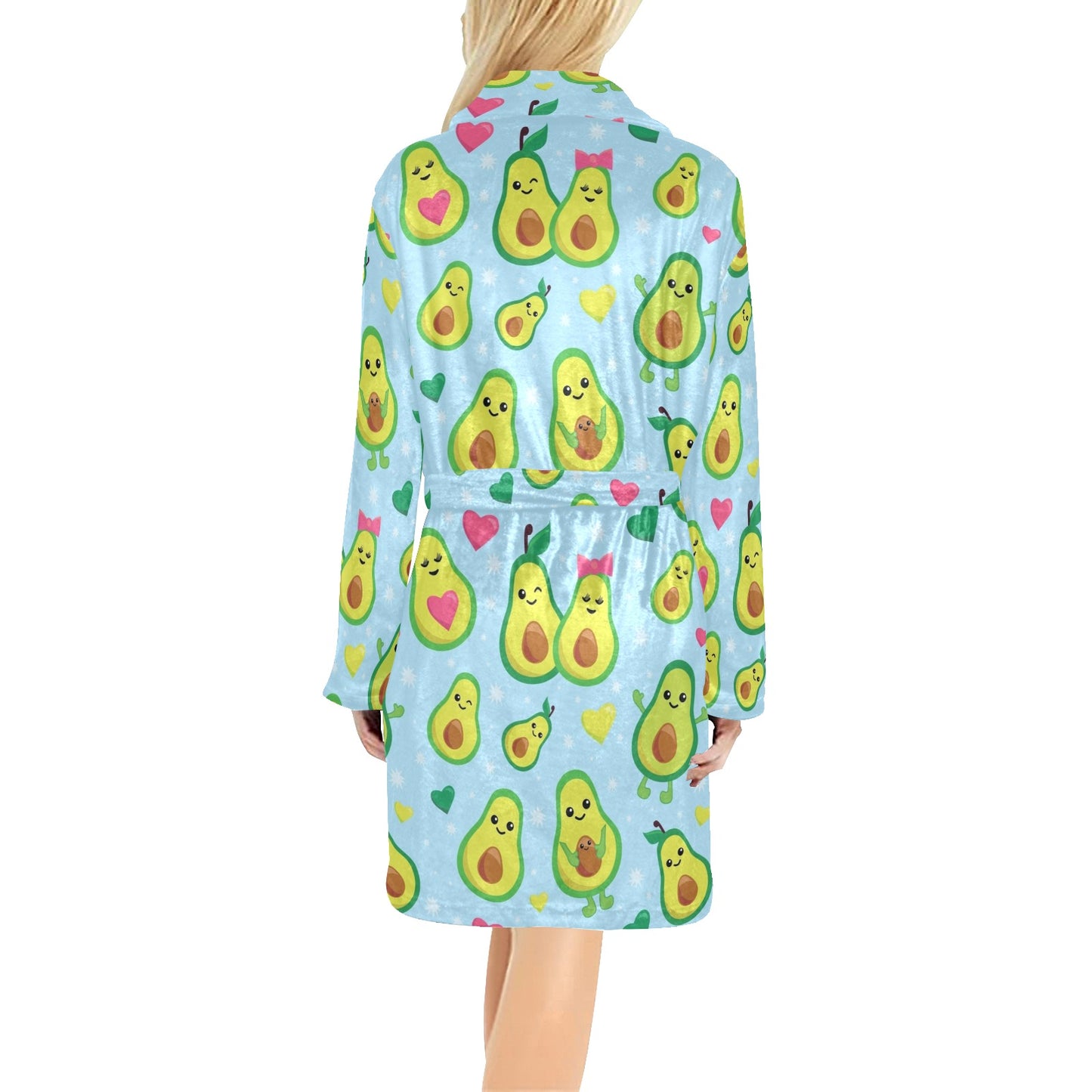Avocado Pattern Print Design AC09 Women's Fleece Robe