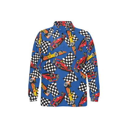 Racing Pattern Print Design A01 Long Sleeve Polo Shirt For Men's