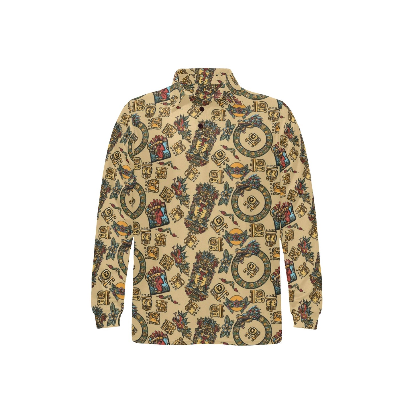 Totem Print Design LKS305 Long Sleeve Polo Shirt For Men's