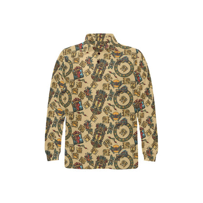 Totem Print Design LKS305 Long Sleeve Polo Shirt For Men's