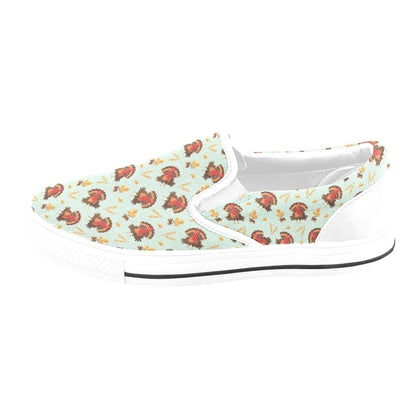 Thanksgiving Print Design LKS309 White Slip Ons Canvas Women's Shoes