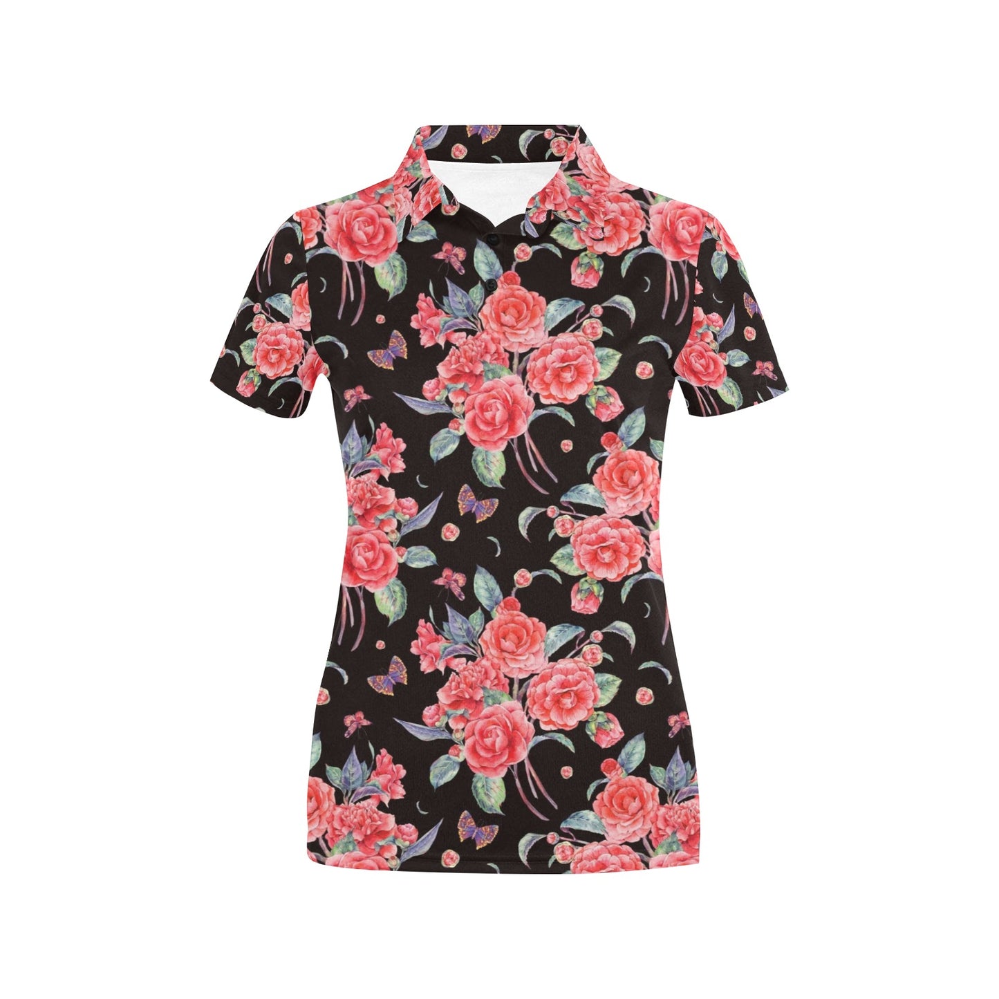 Camellia Pattern Print Design CM03 Women's Polo Shirt