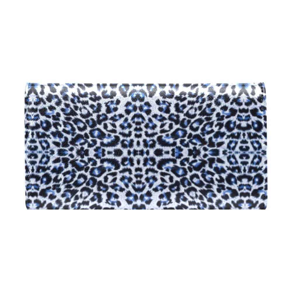 Leopard Blue Skin Print Women's Trifold Wallet