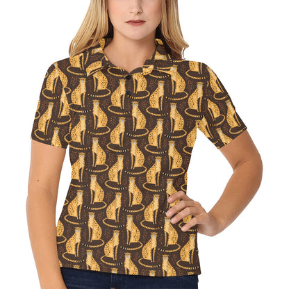 Cheetah Pattern Print Design 03 Women's Polo Shirt