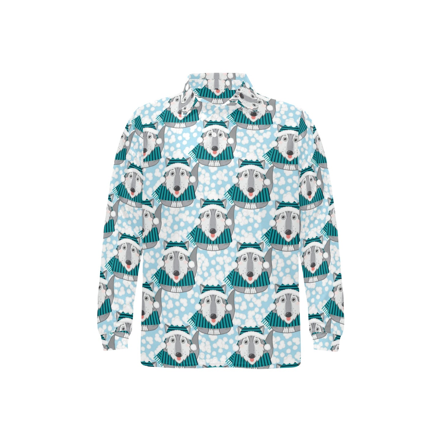 Alaskan Malamute Pattern Print Design 01 Long Sleeve Polo Shirt For Men's