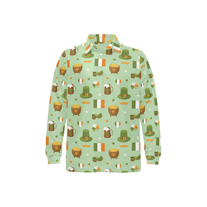 St Patricks Day Print Design LKS302 Long Sleeve Polo Shirt For Men's