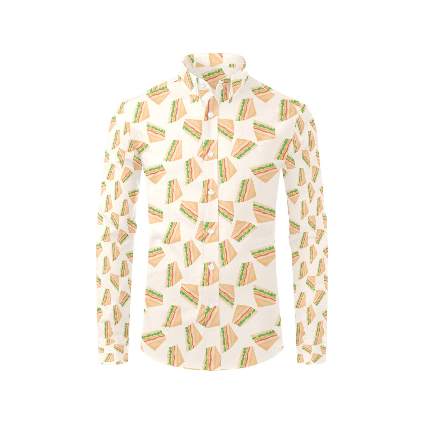 Sandwich Print Design LKS301 Men's Long Sleeve Dress Shirt