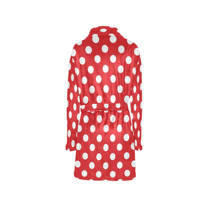 Polka Dot Red Pattern Print Design 04 Women's Fleece Robe