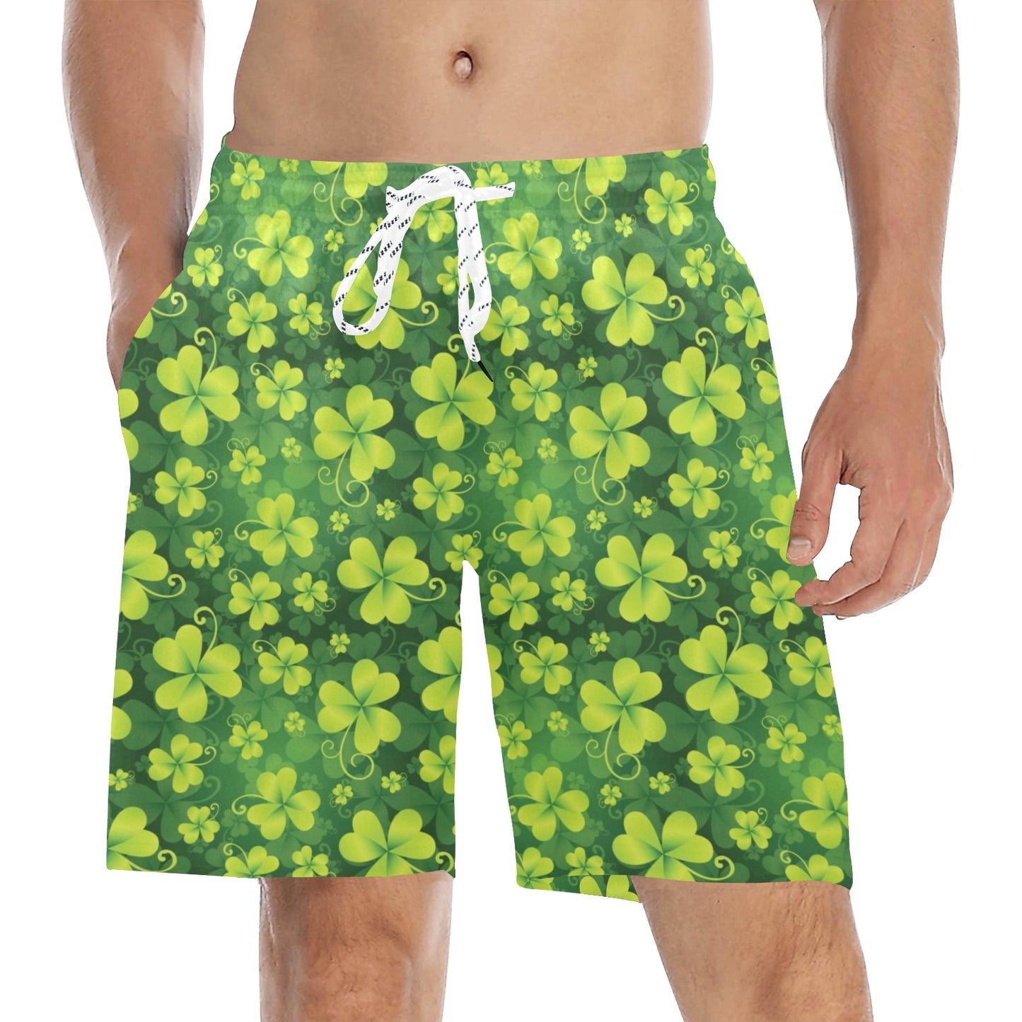 Shamrock Clover Print Men's Swim Trunks Beach Shorts