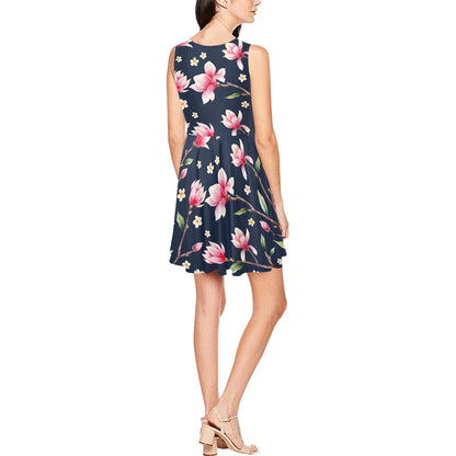 Magnolia Pattern Print Design MAG09 Sleeveless Dress