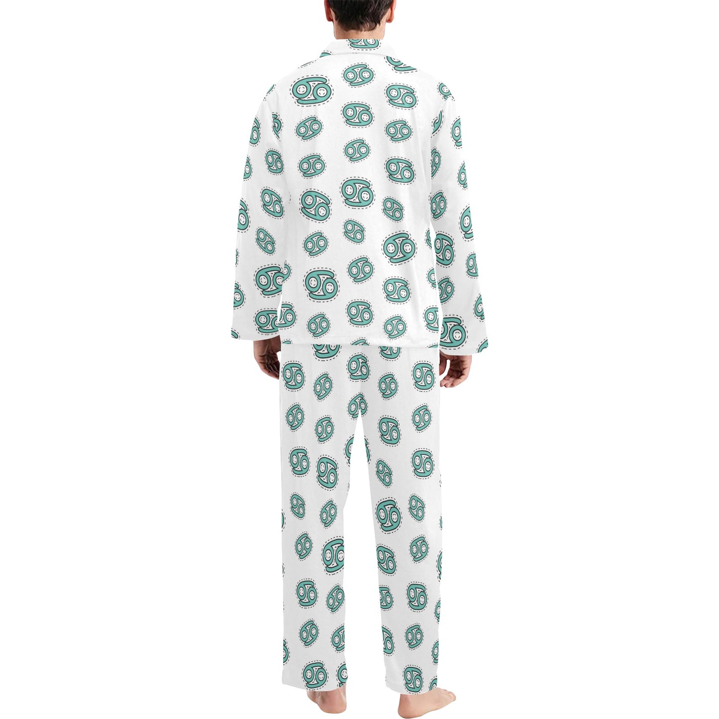 Cancer Zodiac Pattern Print Design 04 Men's Long Pajama Set