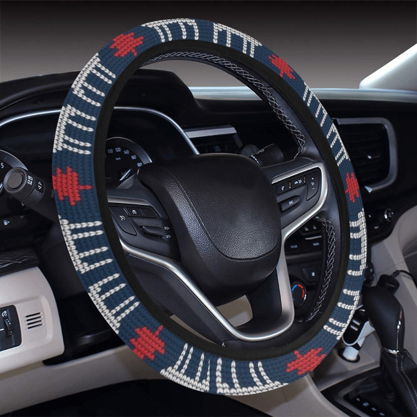 Reindeer Print Design LKS405 Steering Wheel Cover with Elastic Edge